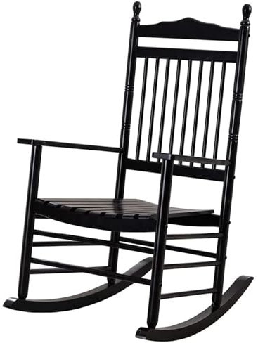 Schaukelstuhl aus Holz – robuste Outdoor-Terrassen-Wippe für Erwachsene und ältere Menschen, hohe Rückenlehne, bequemer Lounge-Sessel