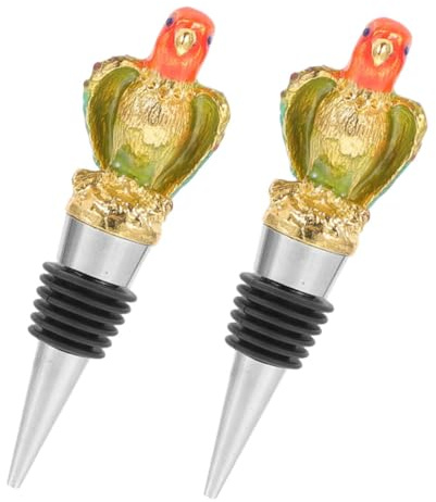 Mobestech 2stücke Weinflaschenverschlüsse Aus Metall Mit Papageiendesign Wiederverwendbar Tropffreies Ausgießen Praktisch Für Home Küche Party Und Bar