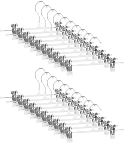 20 Stück Kleiderbügel Klammerbügel, 30cm Hosenbügel aus Metall, Hosen kleiderbügel platzsparend, Kleiderbügel mit Anti-Rutsch Klammern, kleiderbügel röcke für Hosen Shorts Trouser Hangers weiß