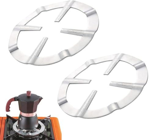 UYVPAER 2 Pièces Support De Casserole Moka, Support Pot À Moka Acier Inoxydable Pour Cuisinière Gaz Rond Métal Réducteur D'Anneau De Gaz Cafetière Réducteur Étagère Anneau Pour Cuisson - 13.4C
