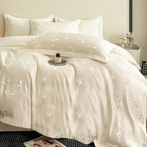 AShanlan Biancheria da letto rinfrescante, 155 x 220 cm, in raso, copripiumino e federa 80 x 80 cm