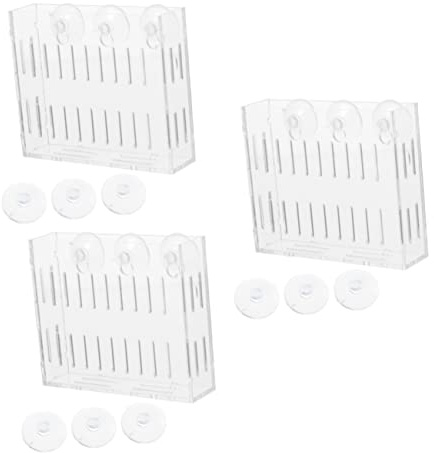 Kisangel 3 Pièces Pot pour Plantes Aquatiques avec Ventouse Support Acrylique Transparent pour Aquarium Cadre pour Réservoir de Poissons Pot à Plantes Mini pour Culture Aquaponique Facile à