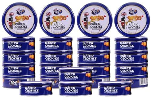 M1SS BRIT Biscuits Butter Cookies Selection Box - 140g Luxury Danish Butter Cookies | Authentic Biscuits in Decorative Airtight Tin, Great for Holidays, Birthdays & Corporate Gifting (10 pks)