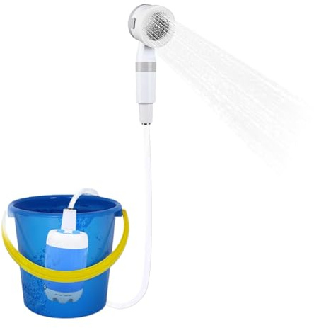 Teksome Portable Shower Pump | 5000mah Portable Electric Camping Shower - Multi-Purpose 2 Spray Modes Water Sprayer Camp Accessories for Pet Bath Car Washing Hiking Beach Travel RV
