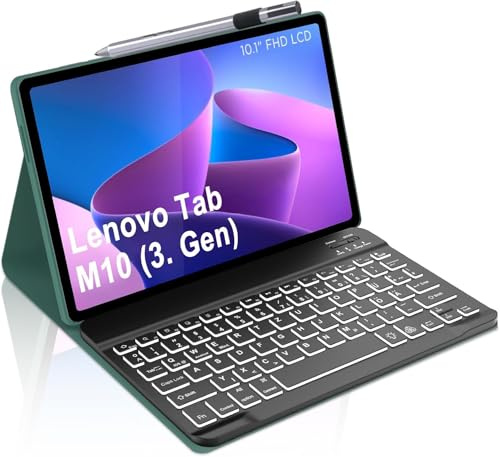 Occtingkind Für Lenovo Tab M10 3rd Gen Tastaturhülle mit Beleuchtung QWERTZ