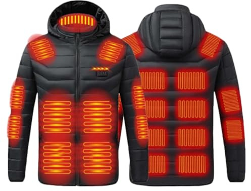 Heizjacke Herren Damen Beheizbare Jacke mit Heizung USB Elektrische Beheizte Jacke mit 21 Heizzonen Winterjacke Beheizbare Weste Pufferjacke Heizmantel Funktionsjacke Outdoorjacke Wintermantel