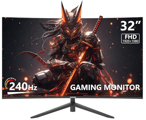 VJCSTAR Écran PC Gamer Incurvé 32 Pouces, 240 Hz, FHD 1080p, 1 ms MPRT | Dalle VA 1500R avec FreeSync, contraste 4000:1, 100 % sRGB, HDMI, DisplayPort et fixation VESA 100 x 100 mm.