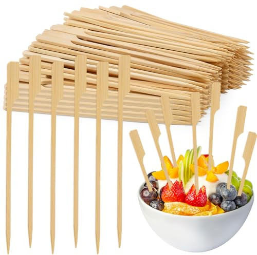 UHETLET 400 Stück Spieße Fingerfood Holzspieße 15CM Bambus Fingerfood-Sticks Häppchen-Spieße Spieße aus Holz für Kleine Snacks Schaschlikspieße Cocktailspieße für Häppchen Kanapee Fingerfood