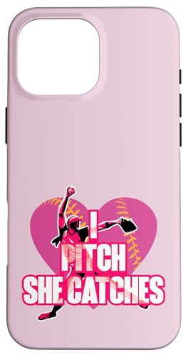 I Pitch She Catches Pichet de Softball Assorti Coque pour iPhone 16 Pro Max