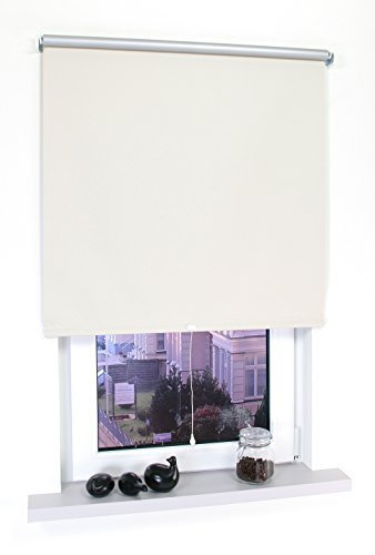 Thermo Spring- BZW. Schnapprollo Made in Germany, Verdunklung mit silberner Thermo-Beschichtung, Größe: 112 x 180 beige, Wand-und Deckenmontage