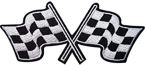 Karierte Flagge, bestickt, zum Aufbügeln oder Aufnähen, kariert, F1-Rennwagen-Abzeichen