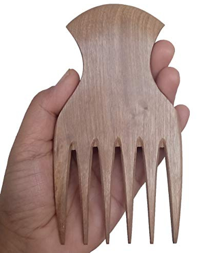Plai Na Peine de madera natural con dientes anchos y grandes, hecho a mano para cabello grueso húmedo y rizado, para hombres y mujeres afroamericanos