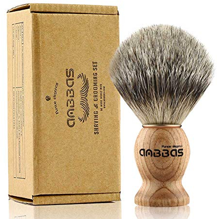 Anbbas Shaving Brush, Handmade Pure Badger Hair Brush with Natural Manchurian Ash Wood Handle for Men Traditional Wet Shaving Starer