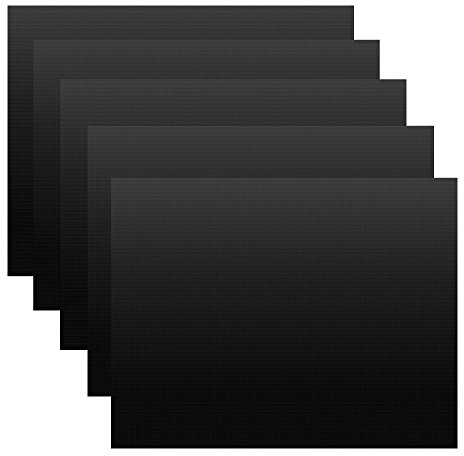 BBQ-Toro Premium Grillmatten Set (5 Stück) | 40 x 33 cm | Anti-Haft Teflon Beschichtung | Dauer Backmatte, Grillfolie, Grillmatte, Grillunterlage, Bratfolie, Backofenfolie, Backofenmatte