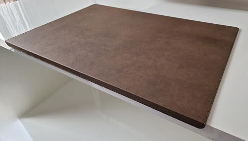 Gewinkelte Schreibtischunterlage mit Kantenschutz Nubuk Leder 90 x 47 Braun