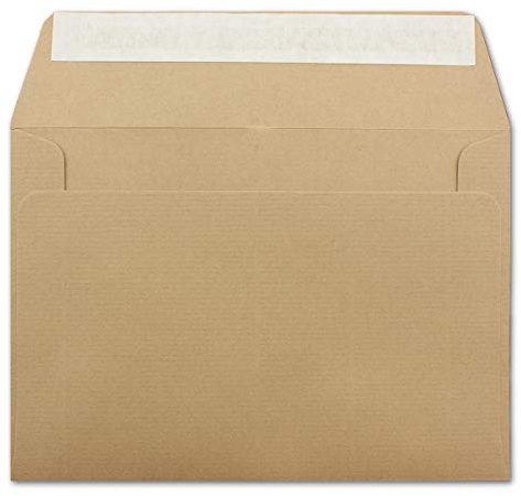 50 gerippte Briefumschläge DIN C6 Braun - 11,4 x 16,2 cm - 100 g/m² Post-umschlag ohne Fenster Haftklebung mit Abziehstreifen - Colours-4-You