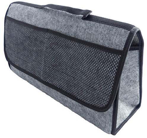 L & P Car Design L&P A227 Kofferraumtasche Auto aus Filz mit Klett Autotasche 48 x 14 x 28 cm Organizer Kofferraum KFZ Tasche Filz Grau