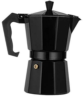 KUANDARMX easy to use Aluminum Mocha Coffee Pot Italian Coffee Maker Portable Coffee Kettle Kitchen Tools Stovetop Percolator Espresso Pot gift, Black, 6 Cup