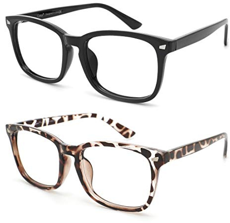 Cyxus Occhiali luce blu bloccanti per il blocco della cefalea UV [Anti Eyestrain] Occhiali retrò, Unisex (uomini/donne) (2 pezzi, nero e leopardo)