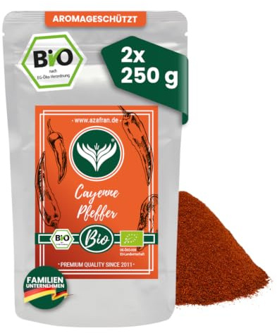 Azafran BIO Cayennepfeffer Pulver gemahlen 500g | Scharf-würzig für pikante Gerichte
