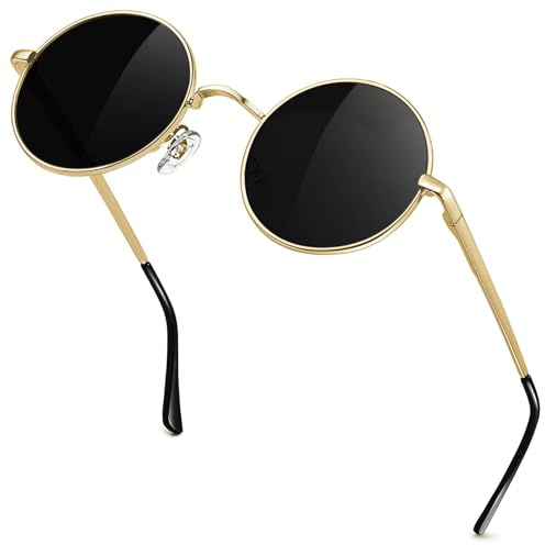 KANASTAL Retro Rund Sonnenbrille Herren Damen Gold