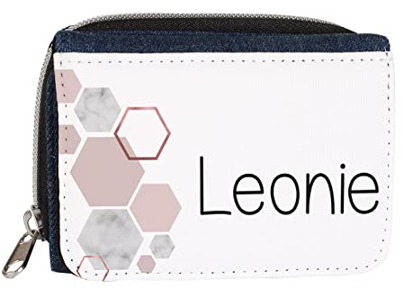 Striefchen® Geldbörse für Kinder in Jeans Optik Verschiedene Motive Weiß-Rosé