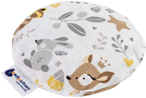 Medi Partners Kirschkernkissen Mikrowelle für Babys 180g rund 15cm Körnerkissen Wärmekissen 100% Baumwolle Öko Natur - Kirschkernkissen Wärme + Kältetherapie Massagetherapie (Reh)