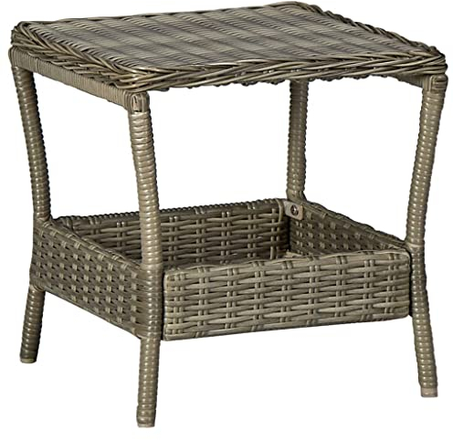 Makastle Garten Couchtisch Witterungsbeständig Gartentisch Beistelltisch Balkontisch Teetisch Terrassentisch Loungetisch Gartenmöbel, Braun 45x45x46,5 cm Poly Rattan
