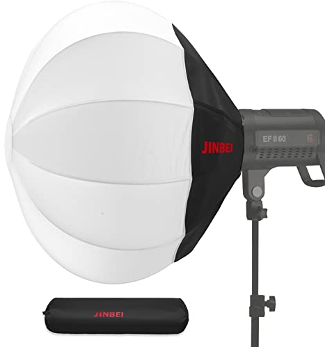 JINBEI Lanterna Softbox LED 56cm con Diffusore e Attacco Bowens, Modificatore di Luce Portatile per Fotografia e Video, Kit Illuminazione Professionale per Studio Fotografico, Streaming e YouTube