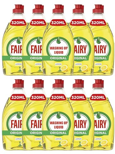Faairry Lemon Washing Up Liquid with LiftAction | Dishes Grease Cleaner | 320ml | (Pack of 10)