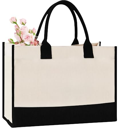 LOKASS Einkaufstasche, Strandtasche Groß Filztaschen Damen Tote Bag, Leinwand Geschenk Tragetasche für Frauen Hochzeit Geburtstag Tasche Strandtasche Einkaufstasche