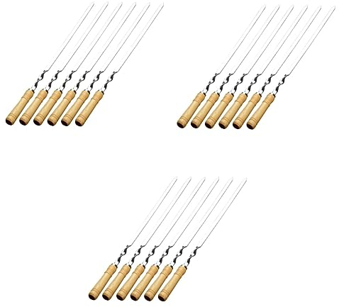 ERICAT 18 Stück Barbecue-Schild, Grillutensilien, Schaschlikspieße, Marshmellow-Sticks, Camping-Grillspieße, Flache Spieße, Edelstahlspieße, Metall-Holzgriff, Geräte-Grillgabel/1411