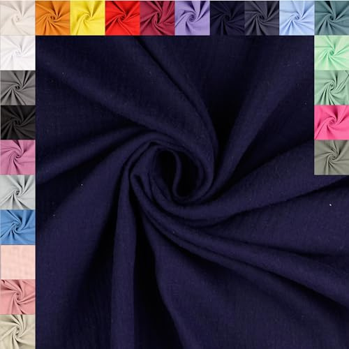 fingsi Musselin Baumwollstoff Webware Meterware Coupon (marine, 0,5m) (5026) + 23 weitere Farben