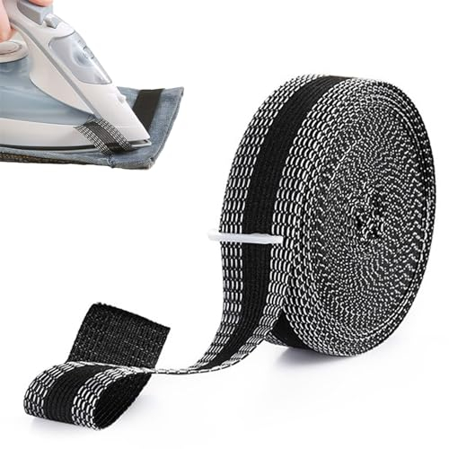 TuseRxln Wonder Web Hemming Tape for Trousers, 1 Set 10M Wonder Web Iron On Extra Strong Invisible Adhesion Tools for Curtains Sewing Pants Dress Jeans Trousers Skirts Clothes (Black, 2.5CM Wide)
