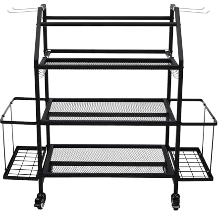 Kurzhantelständer Hantelablage - Dumbbell Rack mit 3 Regalen, Langhantel-Ständer, für Kurzhanteln aller Gewichte, belastbar bis 136kg, Schwarz, mit Universalrad