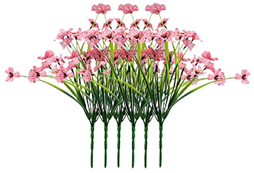 TianWlio Kunstblumen wie Echt Balkon Künstliche Blumen 6 STÜCK Künstliche Blumen Bouquet Dekoration Braut Hochzeit Real Latex Home Künstliche Blumen Set Künstliche Blumen Innen (Pink, One Size)