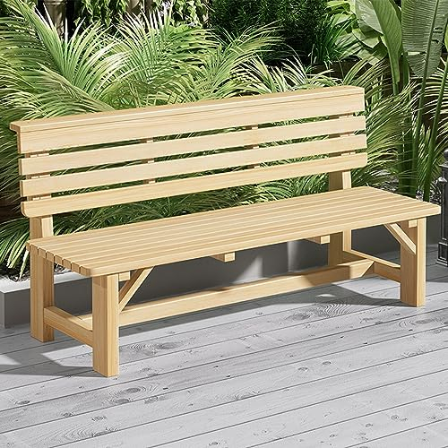 SORVA Gartenbank aus Holz, Parkbank für draußen, Terrassenbank, Zweiersessel für Park, Veranda, Stabiler Park-Terrassensitz für 1–3 Personen, Bankstuhl, langlebig, 500 kg Tragkraft (Farbe: Holz, G