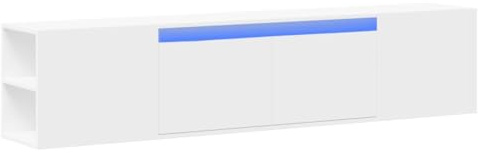 vidaXL Väggmonterad tv-bänk LEDs vit 180x31x39,5 cm, väggenhet, väggmonterad TV-enhet, väggmonterat skåp, TV-väggenhet, hängskåp, väggförråd