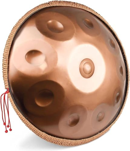Handpan Steel Drum 432 Hz, Golden Handpan Drum Percussion in d-Moll mit 9/10/12/14 Noten 22 Zoll, inkl. Handpan-Hülle und Ständer, strapazierfähiges Set