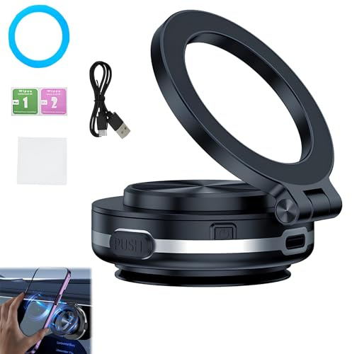 XFMTzan Electric Vacuum Magnetic Suction Car Phone Mount, Magnetic Cell Phone Holder for Car, for Kitchen Gym Bath & Smooth Surface