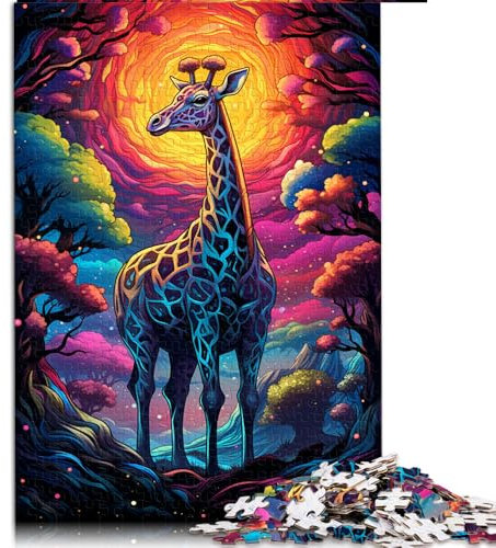 Puzzle mit 1000 Teilen für Erwachsene und Kinder, buntes Giraffen-Papierpuzzle, für Erwachsene und Kinder ab 12 Jahren, als Geschenk für die ganze Familie und die。Größe: 52 x 38 cm