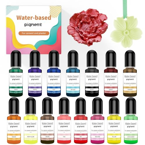 Pigment à base d'eau pour poudre de coulée, béton, plâtre, peinture liquide, plâtre, ciment, résine époxy, fabrication de bijoux, moulage de résine bricolage artisanat - 10 ml chacun