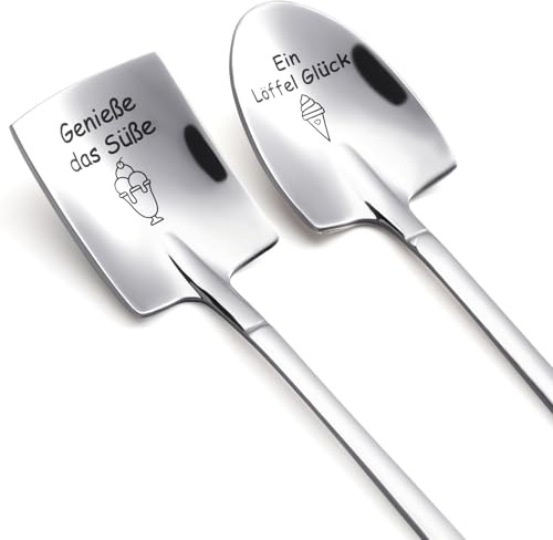 BOARDFEB Geschenke für Paare 2 Stück Eislöffel mit Gravur，Frauen Männer Löffel Paar Geschenke für Beide Hochzeitstag Geburtstag Jahrestag Valentinstag Weihnachten Geschenk für Frauen Männer