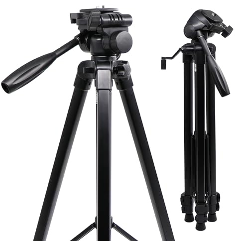 DOVOH 60” Tripod for Laser Level, 152cm Adjustable Height DH151 | Durable, Aluminum, 1/4-20 Screw Mount, Adjustable Height, Bubble Level, For Camera, Phone Stand