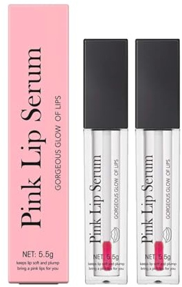 Pink Lip Serum mit Farbwechsel-Effekt, Hydratisierender Lip Plumper & Lippenöl, Reduziert Feine Linien, Langzeitfeuchtigkeit, Natürliche Rosatönung mit Reparaturwirkung (1, 2 pc)