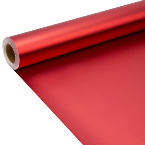 Rotes, mattes Geschenkpapier, 9 m x 43 cm, einfarbig, perlmuttfarben, für Geburtstage, Weihnachten, Babypartys und Festtagsgeschenke.