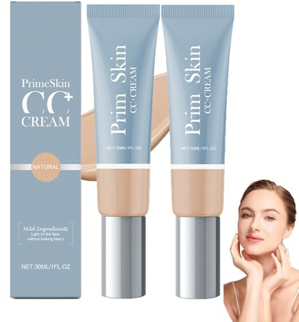 CC-Creme für ältere Frauen, farbkorrigierender und aufhellender Gesichts-Concealer, matte, voll deckende Foundation, langanhaltend feuchtigkeitsspendend und ebenmäßiger Hautton (natural 2pcs)