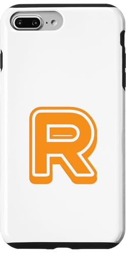Retro Bold Letter ORANGE - R - Outline Design - Alphabet Case for iPhone 7 Plus/8 Plus