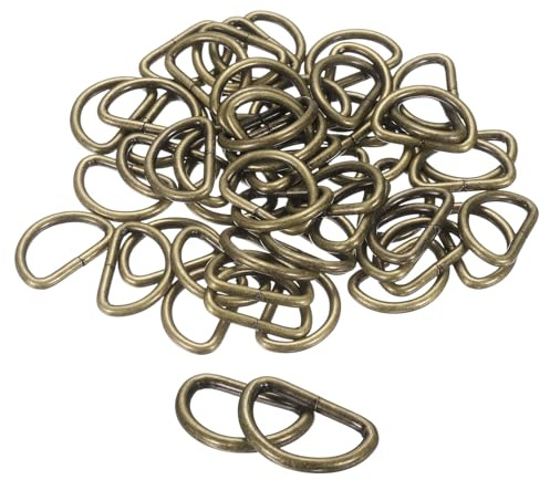 QUARKZMAN 100 Stück Metall D Ringe, 20 mm x 3 mm Edelstahl Gürtelschnallen, Halbringe Ring Clips Broschen, Schnallen für Rucksack, Taschen, Handtaschen, Bastelzubehör, Karabiner (Braun)
