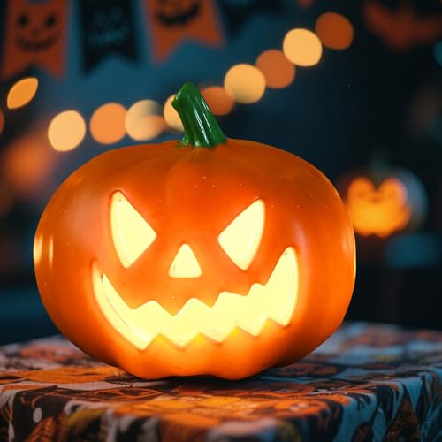 Halloween Deko Kürbis Laterne Außen, Halloween Deko Outdoor Kürbisse Lichter, Leuchtende Kürbisse Ornament, Kürbisdeko LED Licht Batteriebetrieben für Herbstdeko Innen Tischdeko Party Garten (D)